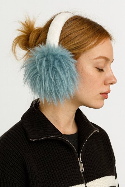 TAKIŞTIR Blue and White Color Plush Headphones