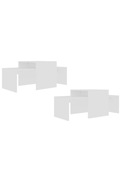 vidaxl Coffee Table Set White 100x48x40 cm Engineered Wood