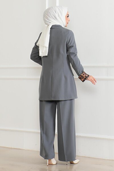 Missvalle Leopard Patterned Suit Gray 19218