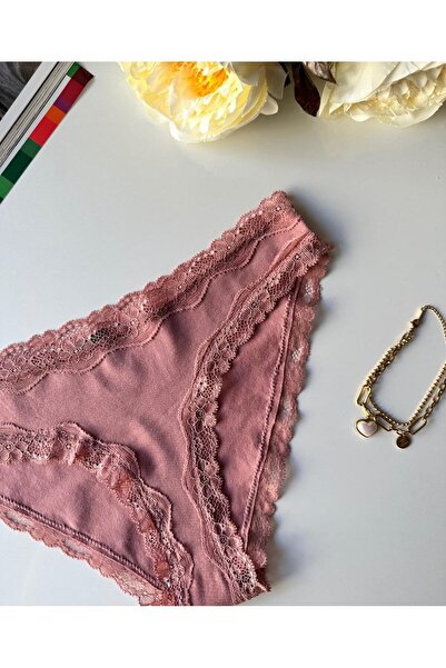 İntive Lingerie Slip/chiloți din dantelă pentru femei Arlet, din bumbac, confortabil pentru utilizare zilnică (liliac-trandafir uscat-crem)