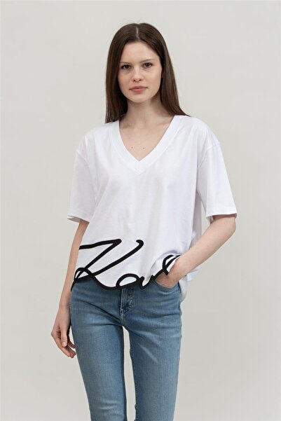 Karl Lagerfeld Kadın Bisiklet Yaka T-Shirt