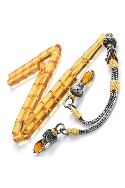 TESBİHCİBABA Day Yellow Cut Kazaz Whip Fire Amber Prayer Beads