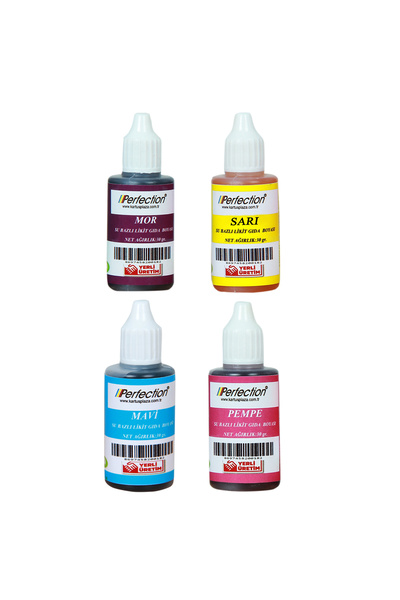 Perfection CHEF 4'lü Sıvı Su Bazlı Likit Gıda Boyası Sarı Mor Mavi Pembe 4 X ...