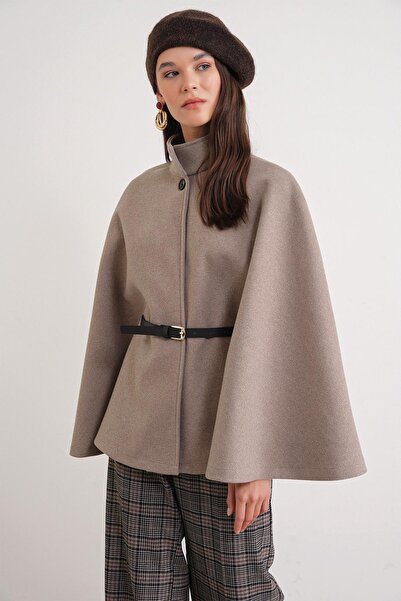 Mixray 4768 Γυναικείο παλτό με ζώνη Premium Cashmere Mink