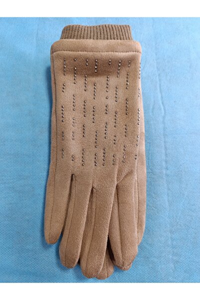 Suyutti Winter Suede Gloves with Stone Embroidery and Touchscreen Compatible Fingers