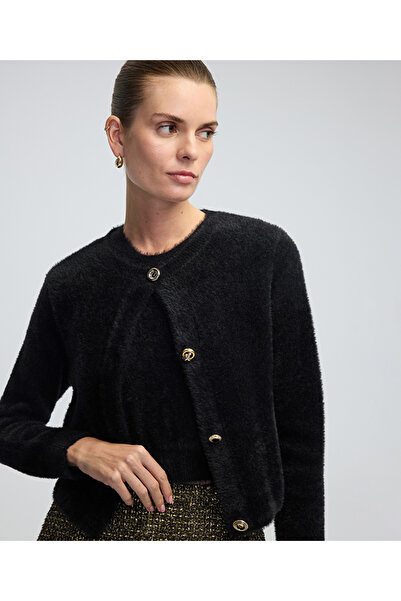 İpekyol Karma düğmeli pelüş hırka