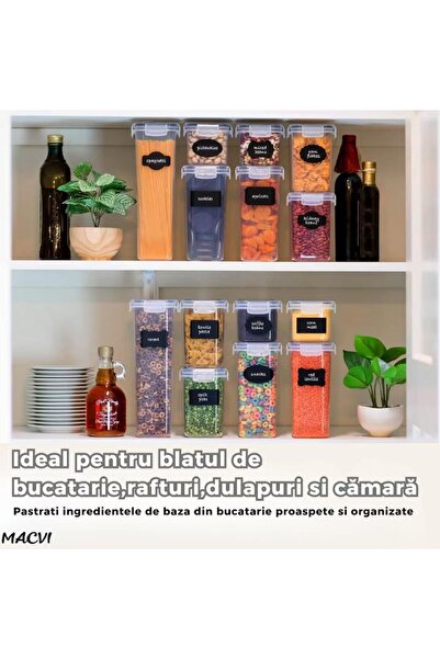 MACVI Set of 42 Macvi® airtight, BPA-free food containers, stackable, with labels and spoons included.