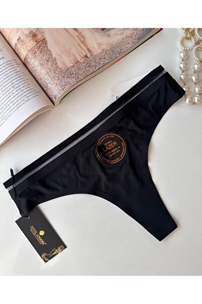 İntive Lingerie Tanga originală din spandex tăiată cu laser, invizibilă, fără sudură, cu detalii transparente - 2803