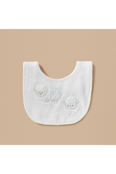Juniors Sheep Embroidered Bib with Snap Button Closure
