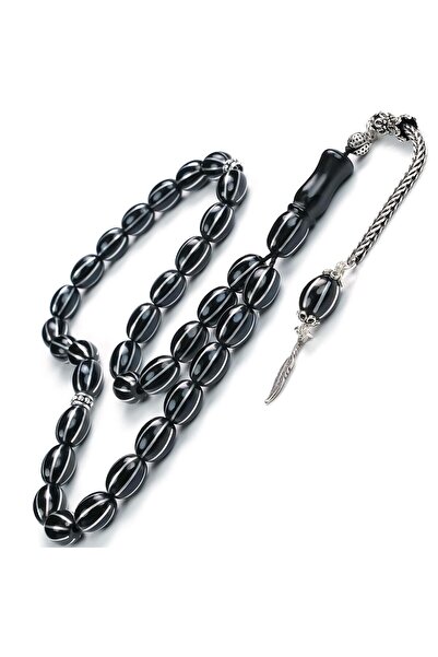 TESBİHCİBABA Watermelon Splitting Stone Silver Design Prayer Beads