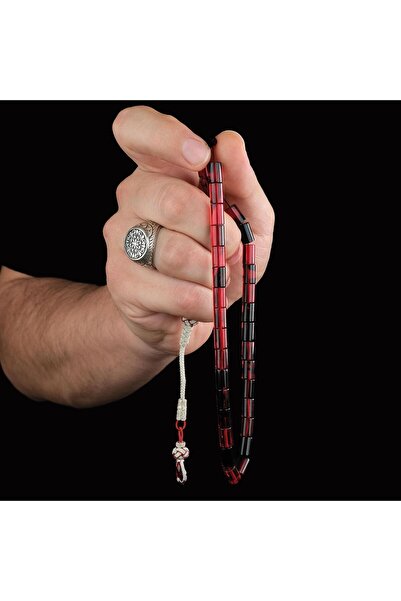 TESBİHCİBABA Kesme Gece Kızılı Bafon Püskül Ateş Kehribar Tesbih