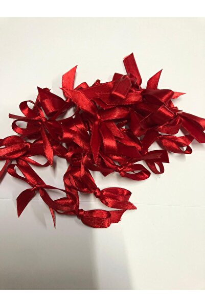 Organizasyon Pazarı Red Premium Bow Satin Ribbon 10mm 50 Pieces Balloon Decoration Gift Ornament Cake Decoration Bundle Dowry