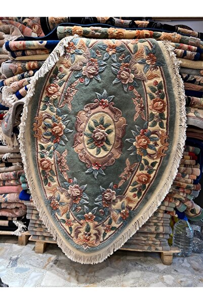 RD RAMAZAN DAĞ EL HALI SANATI El Dokuma Kabartmalı Oval Çin Halısı Birinci Sı...