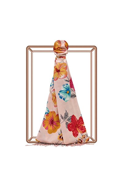 ipekevi Μεταξωτό σάλι με σχέδιο - Σχέδιο πετουνίας - Πούδρα