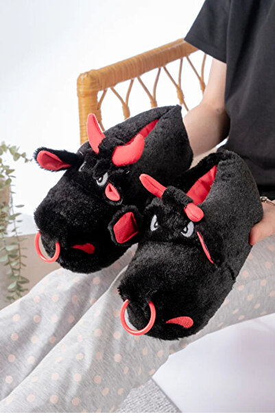 esil shoes ESİL Unisex Sevimli Kızgın Boğa PANDUF Ses Yapmaz Taban