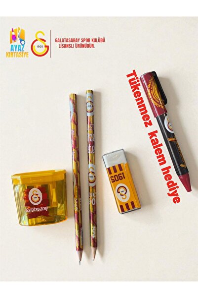 AYZTOYS KIRTASİYE Galatasaray Lisanslı Kalem Seti 5 Parça - Öğrenci Okul Seti...