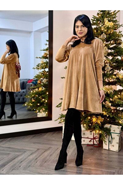 RAMONA BADESCU EXCLUSIVE Rochie damă catifea – rochie scurtă evazată cu mânec...