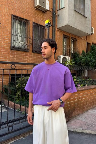 Flaw Wear Basic Purple Oversize T-Shirt