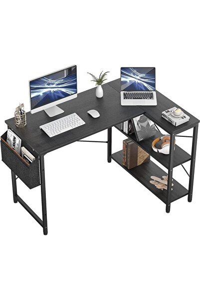 Chulovs مكتب على شكل حرف L مع حقيبة تخزين، مكتب منزلي 50 بوصة مع حامل مضيف