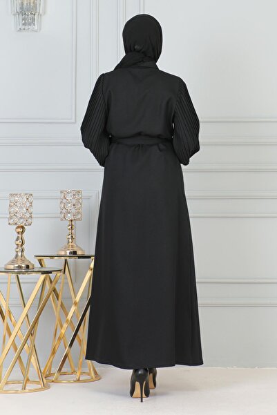 Missvalle Stone Detailed Zippered Ferace Black 19208