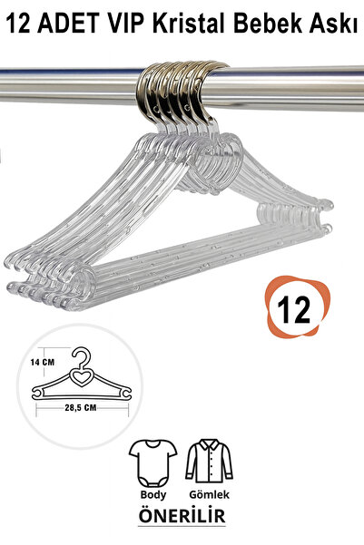 Vip Home Concept Vješalica za dečiju odeću 12 KOM KRISTALNO-SRCE Vješalica za...