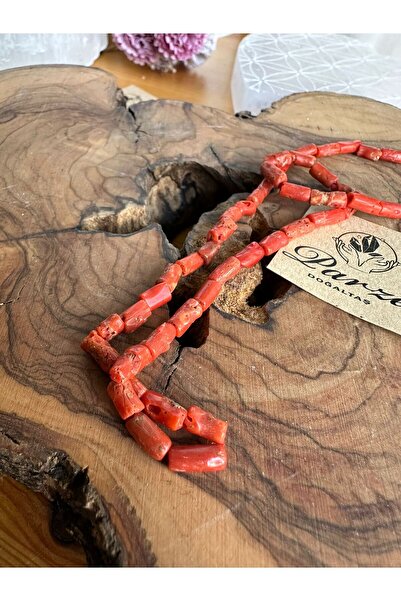 parze doğaltaş Natural Red Coral String Design Necklace