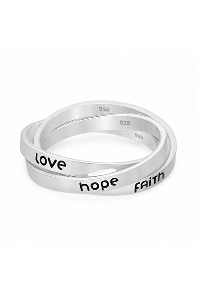 OEM Inel din argint 925 cu 3 cercuri interconectate - mesaj simbolic „faith, hope, love”, marime S/M, 5g