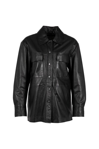 mauritius Γυναικείο μαύρο δερμάτινο πουκάμισο GWTalisha