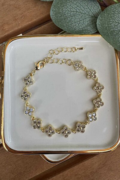 My Joyas Design سوار البرونز الأبيض بحجر البرسيم الذهبي