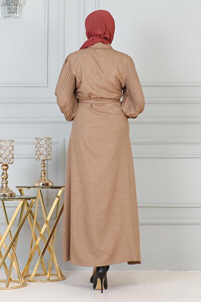 Missvalle Stone Detailed Zippered Ferace Taba 19208