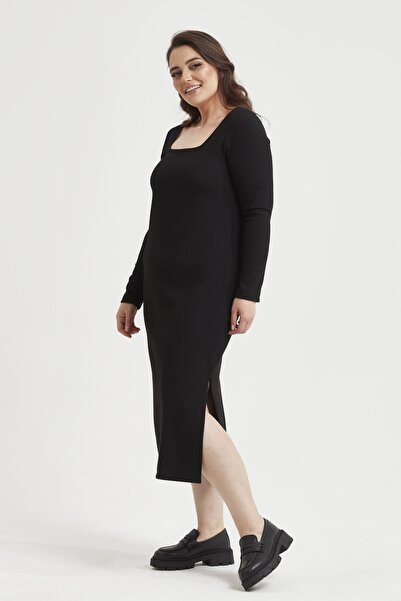 Moda Alba ΜΑΥΡΟ ΓΥΝΑΙΚΕΙΟ ΦΟΡΕΜΑ ΜΕ ΤΕΤΡΑΓΩΝΟ ΛΑΜΠΡΟΦΟΡΙΚΟ ΣΤΥΛ ΜΕ ΣΚΙΣΜΕΝΟ ΠΛΑΙΣΙΟ ΚΑΙ ΚΡΕΜΑΣΤΡΑ ΜΕΓΕΘΟΣ ΜΕΓΑΛΟ ΜΕΓΕΘΟΣ ΜΕ ΔΩΡΟ