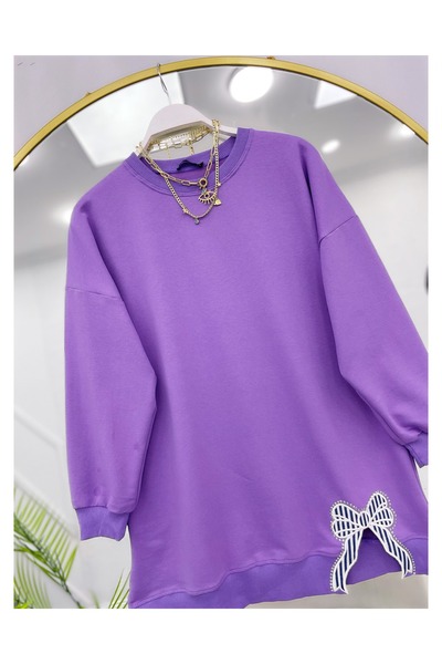 YEDİLALE Bow Detail Zero Neck Combed Cotton Tunic