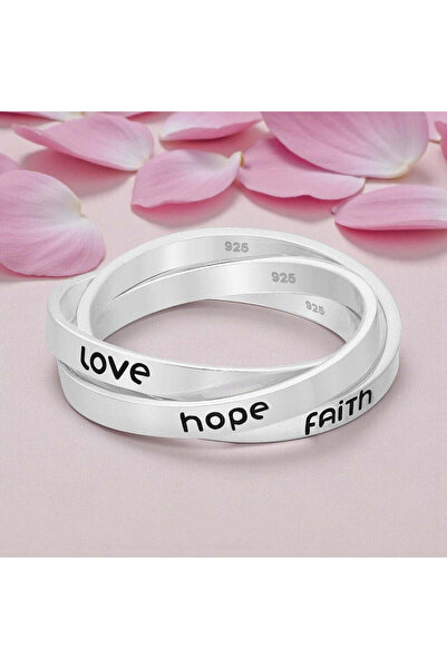 OEM Inel din argint 925 cu 3 cercuri interconectate - mesaj simbolic „faith, hope, love”, marime S/M, 5g