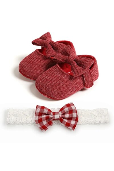 BebeNou Set pantofi și bentiță pentru bebeluși, culoare vișinie, chd2332-10-va11