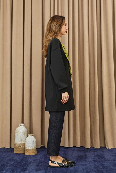 Puane Women's Polka Dot Detailed Basic Tunic - 10742Tun - Black