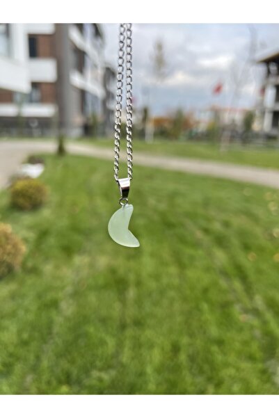 Taşmeran Aventurin Kuvars Hilal Doğal Taş Kolye Tky0355