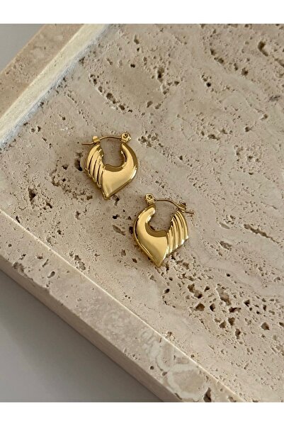 FIERA JEWELRY Gold Renk Altın Kaplama Çelik Kadın Küpe