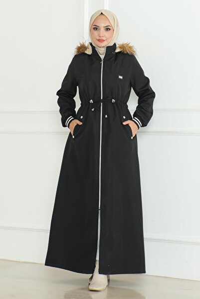 Missvalle Μπουφάν με κορδόνια στη μέση με ραβδώσεις μαύρο 19215