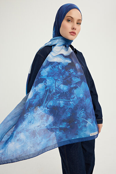 ipekistanbul Efilia Patterned Shawl - Timeless Imagination - Navy Blue