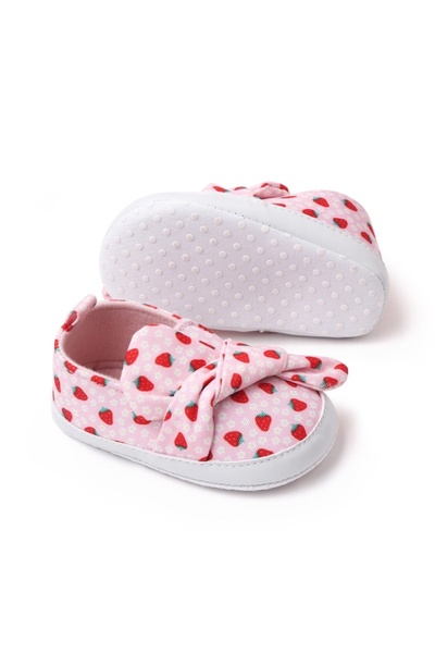 BebeNou Pantofi pentru bebeluși cu imprimeu de căpșuni și fundă csbz2300-1-va7
