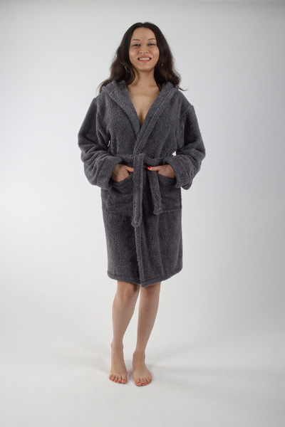 REİNA TEKS Μπουρνούζι με κουκούλα Welsoft, βελούδινο μπουρνούζι 1 τεμαχίου με διπλές τσέπες, Unisex