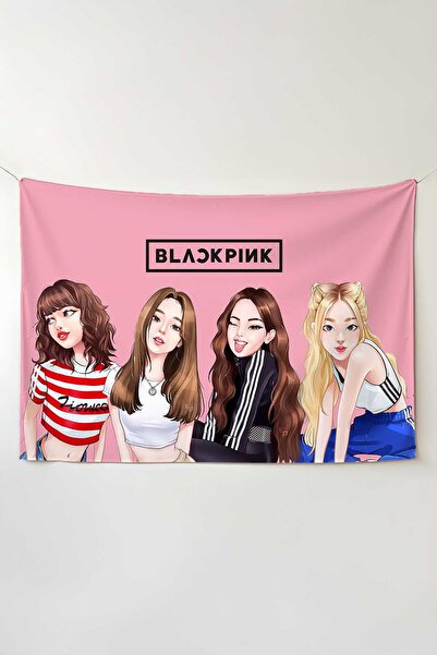 RUGRUMBA غطاء جداري باللون الأسود والوردي - موضوع موسيقي، قماش عالي الجودة، س...