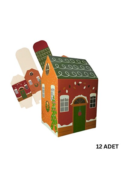 roco paper Yılbaşı Ev Tasarımlı Kutu Çanta, Yeniyıl, Parti, Hediye Çantası, 1...