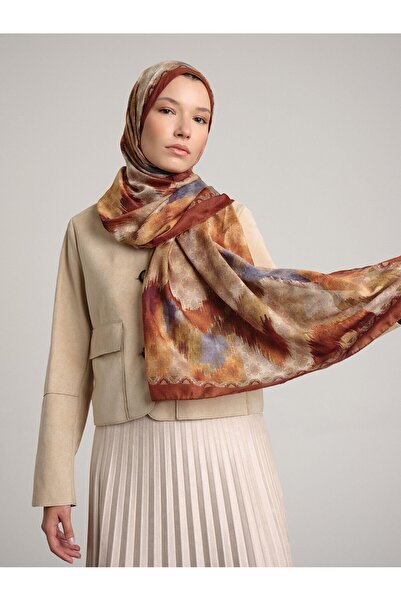 Ayshara Suyolu Ethnic Patterned Double-Sided Shawl - Tile