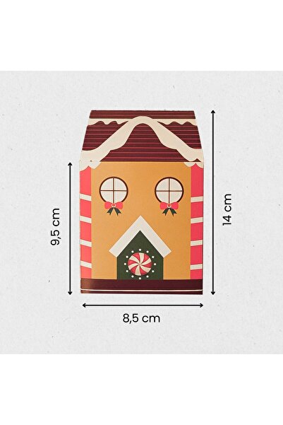 roco paper Yılbaşı Ev Tasarımlı Kutu Çanta Seti, Parti, Hediye Çantası, 12li, 8.5x8.5x14 Cm (3 Farklı Desen)