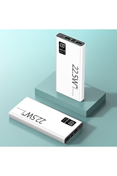 dalip Ultra-Thin Powerbank 10000 mAh, Digital Display, Type-C + 2x USB, 22.5W, White