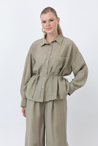 Puane Women's Back Piped Detail Pants Suit - 14335Tks - Olive