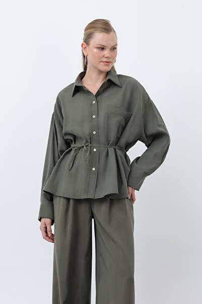 Puane Women's Back Piped Detail Trouser Suit - 14335Tks - Khaki