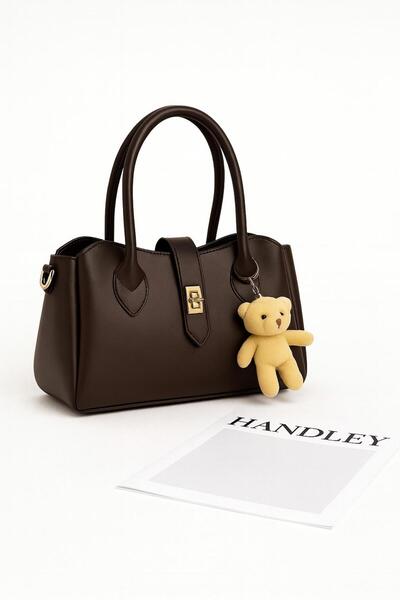 Handley Geantă de mână și de umăr pentru femei din piele moale – cu cadou urs...