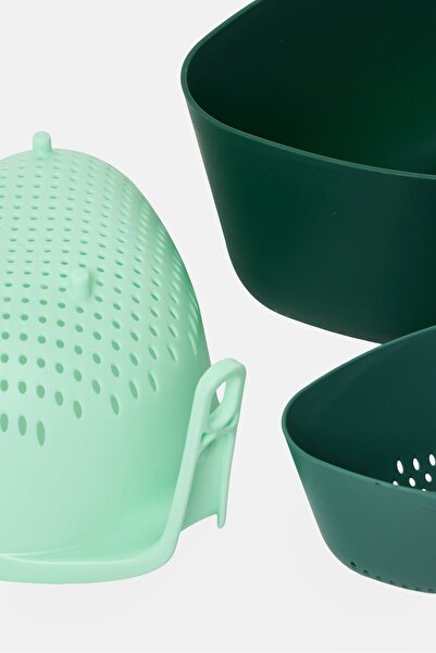 Bombay 3 Pcs Plastic Colander With Handle Set, Multicolor
